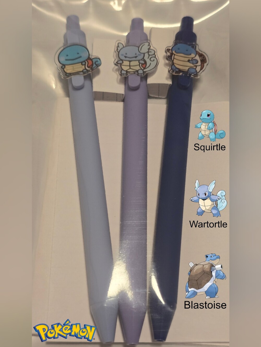 Pokemon Squirtle Evolution Line Gel Pen Trio